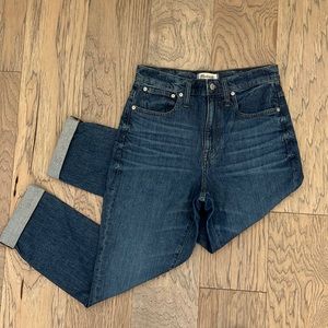 Cuffed medium wash, high waisted Madewell jeans